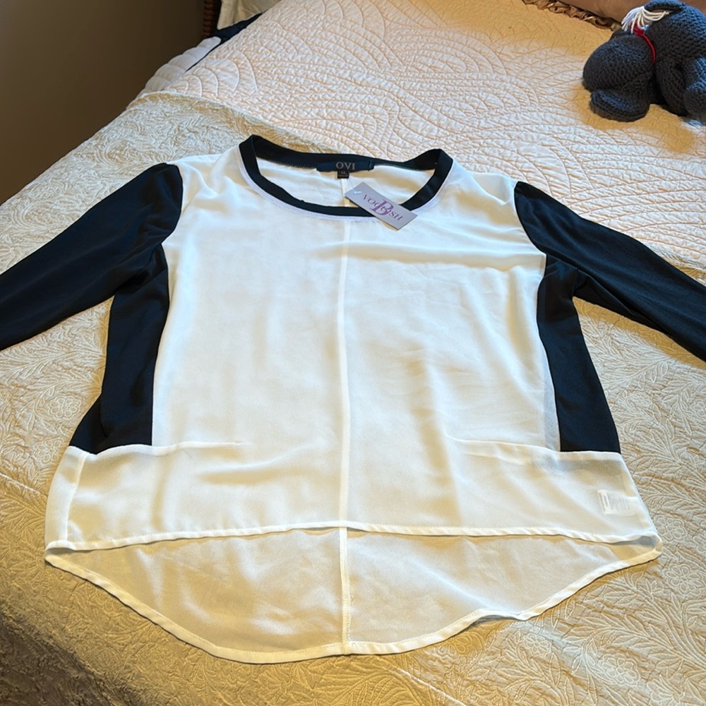 OVI B Voguish Sheer colorblock pullover Sz Med NWT